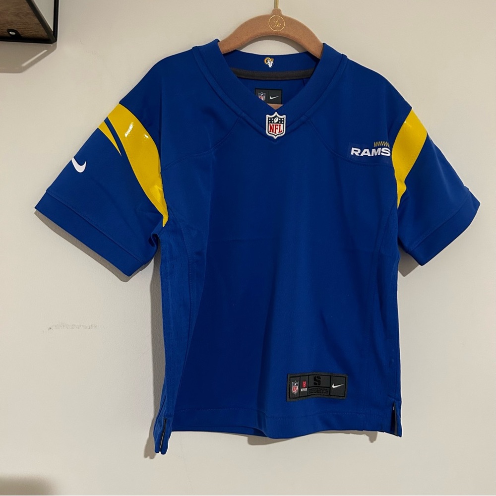 Nike NFL LA Rams On Field Short Sleeve‎ Blue & Yellow Youth Jersey Size Small(4)